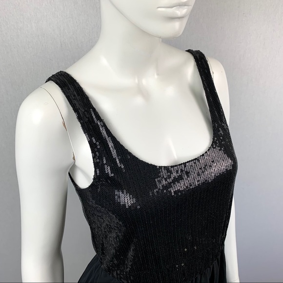 Sequin Ballerina Skate Chiffon Little Black Dress - Picture 13 of 14